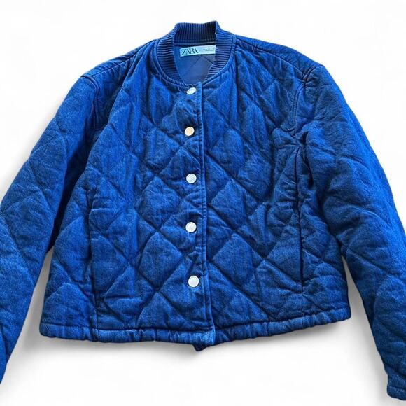 Zara Jackets & Blazers - Zara Blue Denim Quilted Bomber